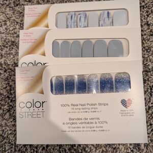 Color Street Blue and Silver Glitter Press-On Nails